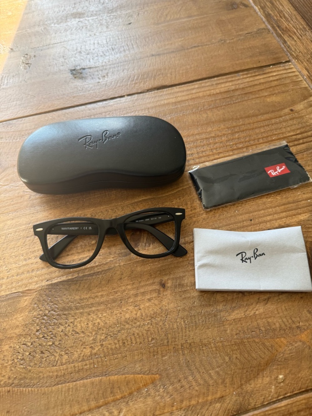 Ray-Ban Black Wayfarer Eyeglasses with Case and Cloth